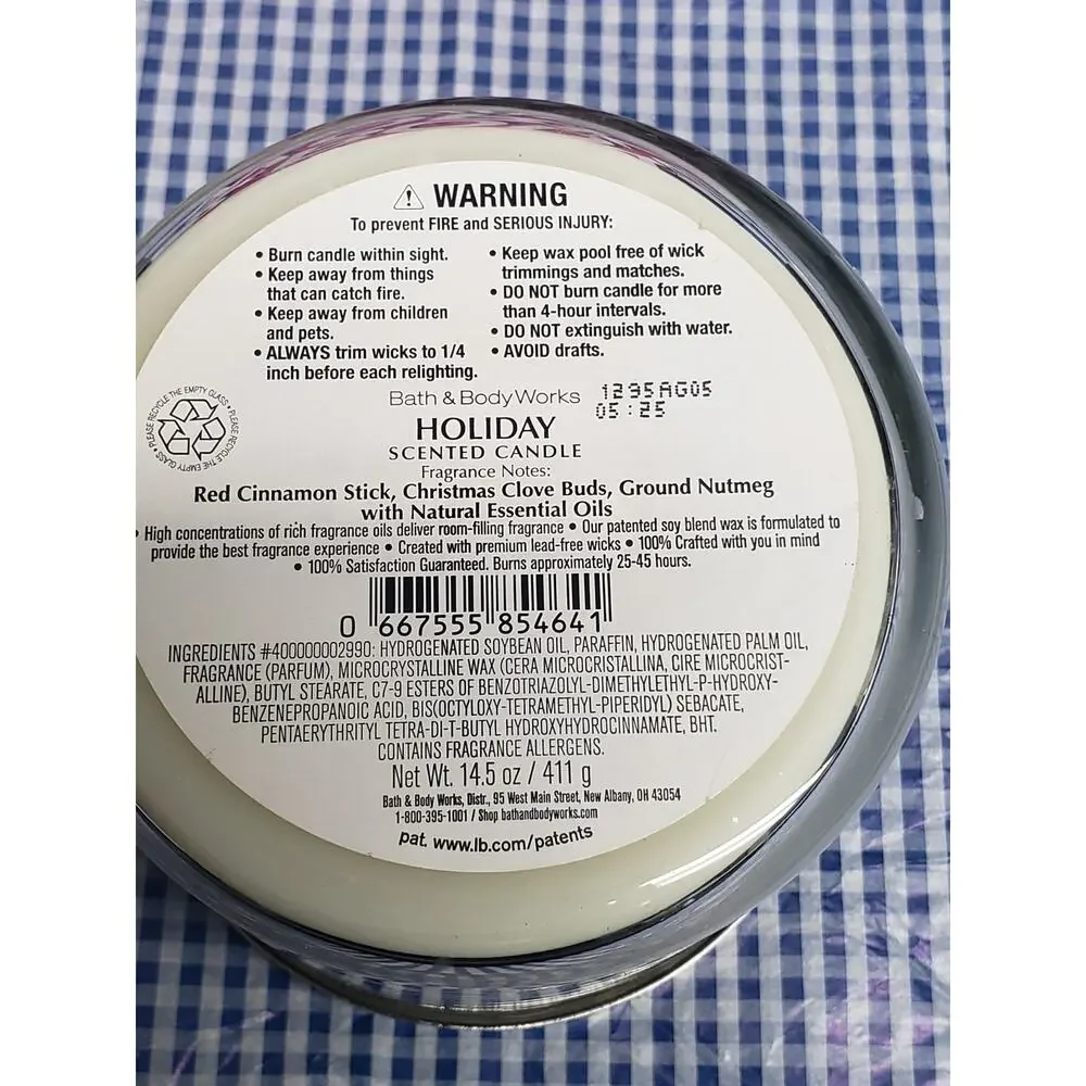 BBW Holiday Large 3 Wick Candle Holiday Home Fragrance Decor